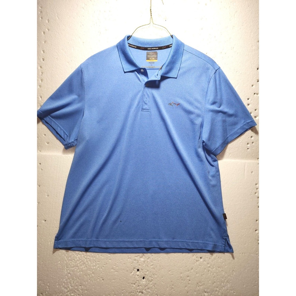 Greg Norman For Tasso Elba Polo Shirt Men Large Blue Short Sleeve Casual Golf